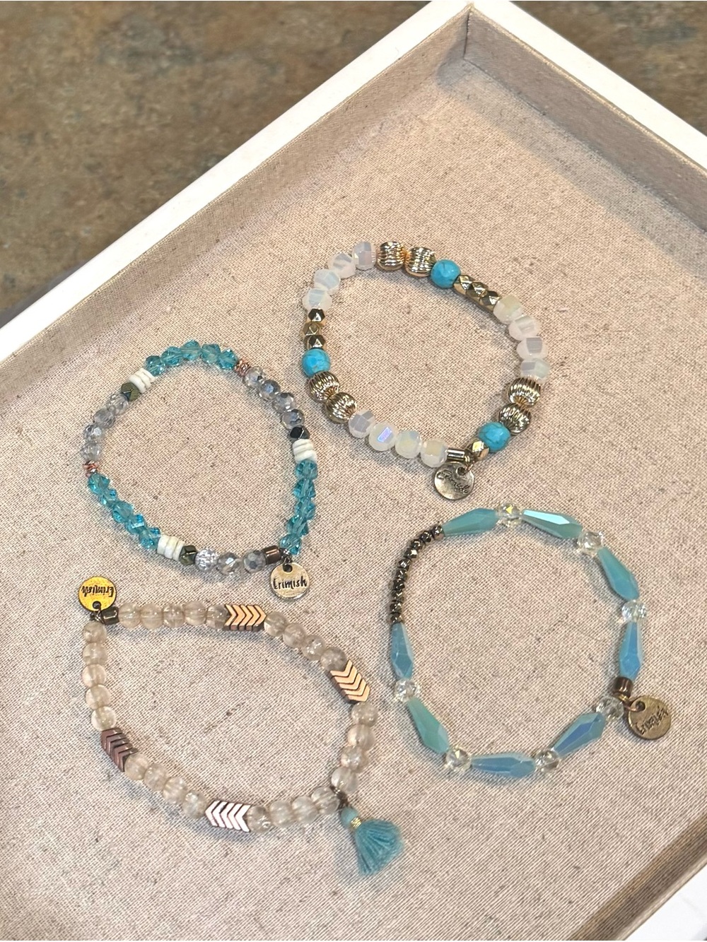 Erimish Turquoise & Clear Beaded Bracelet Set - Picture 1 of 2